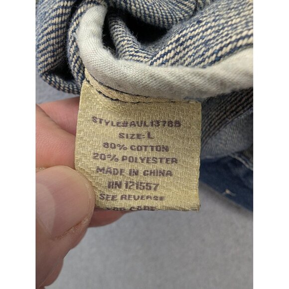 Agile Denim Vest Mens Large Distressed Trucker Button Front Sleeveless Pockets - Picture 13 of 14